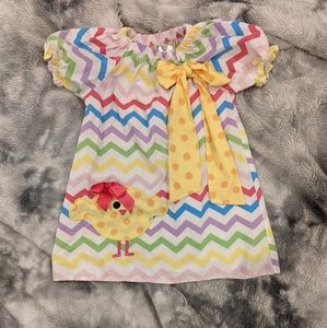 Chevron stripe Easter chick dress toddler